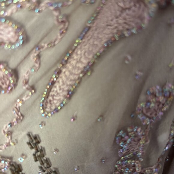 TwentyOne Blush Beaded Sequin Art Deco Slip Dress - Picture 10 of 12